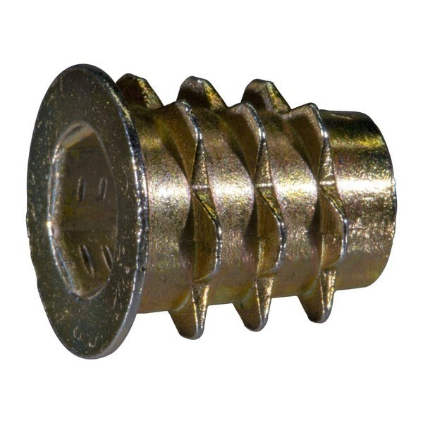 Hex Drive Threaded Insert, M6 Int Thrd Sz, 13 mm L, Zinc Alloy, Brass, 15 PK, Midwest Fastener, Mfr#: 933702